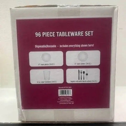 96 Piece Clear Tableware Set ( 24 Place Settings) - Party Expo