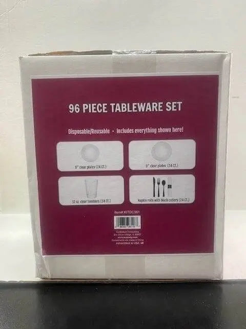 96 Piece Clear Tableware Set ( 24 Place Settings) - Party Expo
