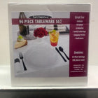 96 Piece Clear Tableware Set ( 24 Place Settings) - SKU:KITDC961 - UPC:0098382961187 - Party Expo