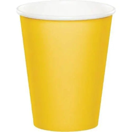 9oz Yellow Hot & Cold Paper Cups (8ct) - Party Expo