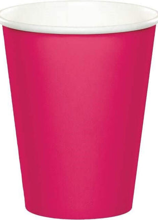 9oz Hot Magenta Paper Cups (8ct) - SKU:56177B - UPC:039938171346 - Party Expo