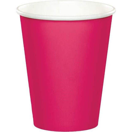 9oz Hot Magenta Paper Cups (8ct) - SKU:56177B - UPC:039938171346 - Party Expo