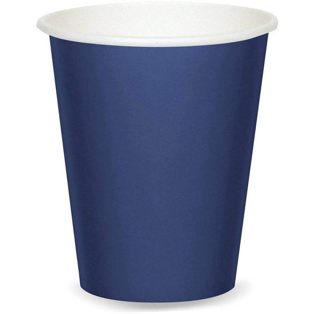9oz Navy Paper Cups (8ct) - SKU:561137B - UPC:039938147914 - Party Expo
