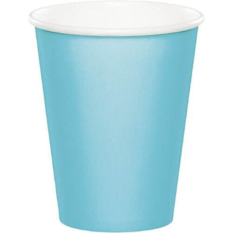 9oz Pastel Blue Hot & Cold Paper Cups (8ct) - SKU:563279- - UPC:092352521678 - Party Expo