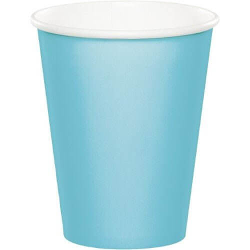 9oz Pastel Blue Hot & Cold Paper Cups (8ct) - SKU:563279- - UPC:092352521678 - Party Expo