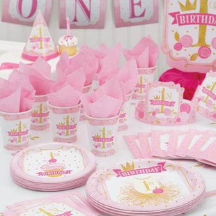 9oz Pink & Gold 1st Birthday Paper Cup (8ct) - SKU:58156 - UPC:011179581566 - Party Expo