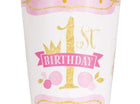 9oz Pink & Gold 1st Birthday Paper Cup (8ct) - SKU:58156 - UPC:011179581566 - Party Expo