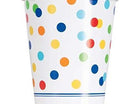 9oz Rainbow Dot Confetti Paper Cups (8ct) - SKU:58256 - UPC:011179582563 - Party Expo