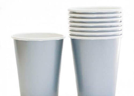 9oz Silver Paper Cups (8ct) - SKU:58015.18 - UPC:048419072287 - Party Expo