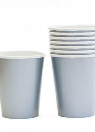 9oz Silver Paper Cups (8ct) - SKU:58015.18 - UPC:048419072287 - Party Expo