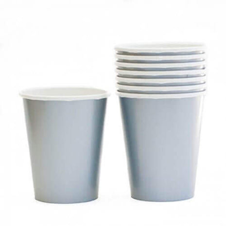 9oz Silver Paper Cups (8ct) - SKU:58015.18 - UPC:048419072287 - Party Expo