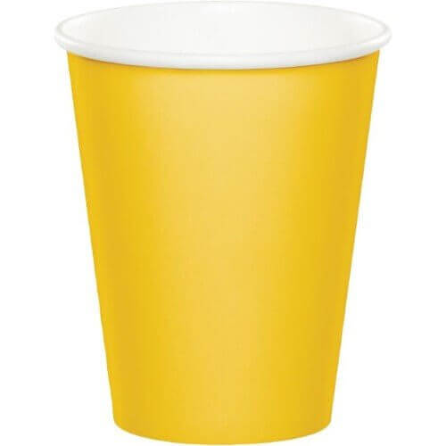 9oz Yellow Hot & Cold Paper Cups (8ct) - SKU:563269- - UPC:073525119465 - Party Expo