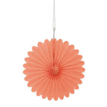 Paper Decorative Fan 6" Coral - 3 ct.