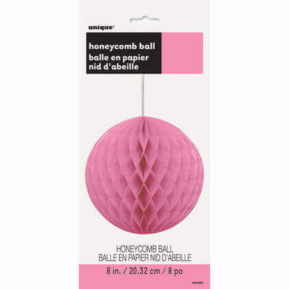 Boule en papier de soie nid d'abeille rose 8" - 1ct.