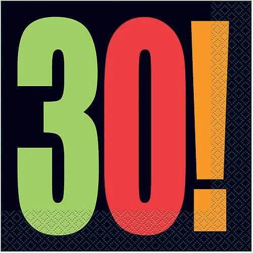 Birthday Cheer - 30th Birthday Party Lunch Napkins (16ct) - Party Expo