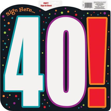 Birthday Cheer - 40th Birthday Sign-in Cutout - Party Expo