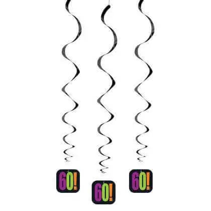 Birthday Cheer - 60th Birthday Hanging Swirl Decorations - Party Expo