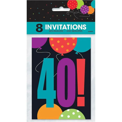 Birthday Cheer - Happy 40th Birthday Invitations (8ct) - Party Expo