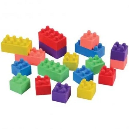 Block Mania Rubber Assorted Erasers (18ct) - Party Expo