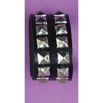 Bracelet Wristband-Double-Black Studded (1ct) - Party Expo