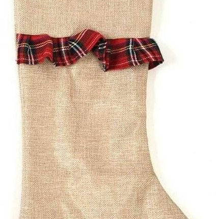 Christmas Burlap - Plaid Stockings with Ruffle (1ct) - Party Expo