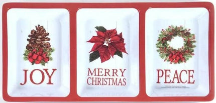 Classic Traditional Festive 3-Section Serving Tray (1ct) - Party Expo