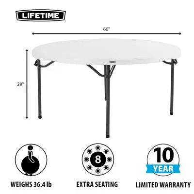 Commercial Grade Lifetime - 60" Round Nesting Table - White Granite (FOR RENTAL ONLY) Party Expo  