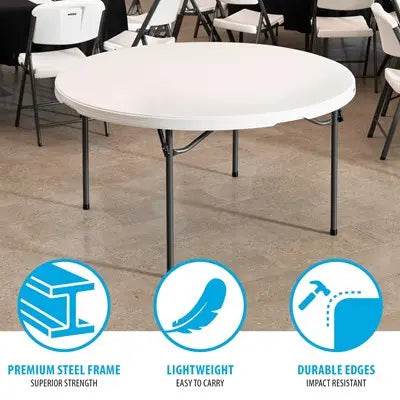 Commercial Grade Lifetime - 60" Round Nesting Table - White Granite (FOR RENTAL ONLY) Party Expo  