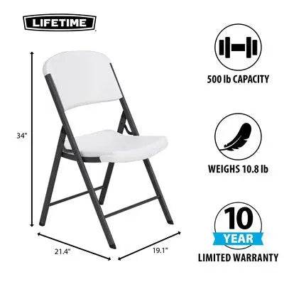 Commercial Grade Lifetime - Ergonomic Folding Chair - White w/ Gray Frame (FOR RENTAL ONLY) - Party Expo