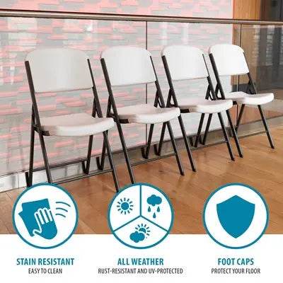 Commercial Grade Lifetime - Ergonomic Folding Chair - White w/ Gray Frame (FOR RENTAL ONLY) - Party Expo