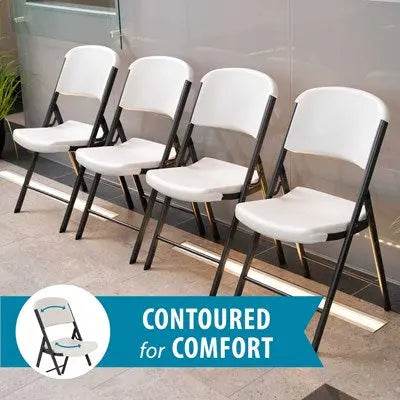 Commercial Grade Lifetime - Ergonomic Folding Chair - White w/ Gray Frame (FOR RENTAL ONLY) - Party Expo