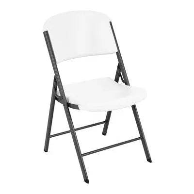 Commercial Grade Lifetime - Ergonomic Folding Chair - White w/ Gray Frame (FOR RENTAL ONLY) - Party Expo