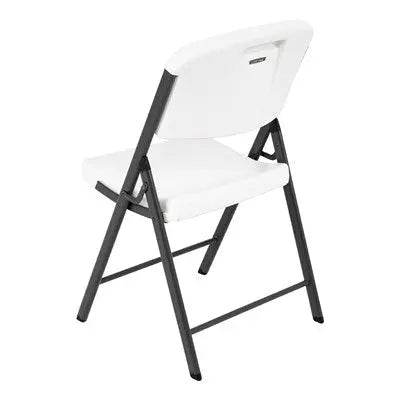 Commercial Grade Lifetime - Ergonomic Folding Chair - White w/ Gray Frame (FOR RENTAL ONLY) - Party Expo