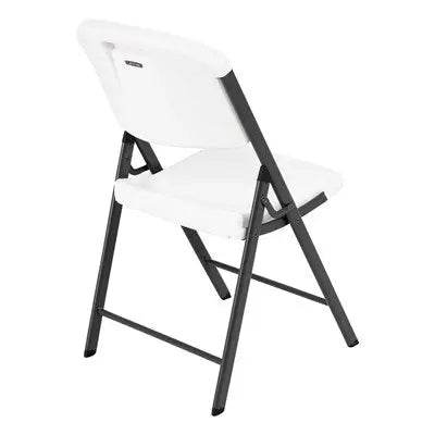 Commercial Grade Lifetime - Ergonomic Folding Chair - White w/ Gray Frame (FOR RENTAL ONLY) - Party Expo