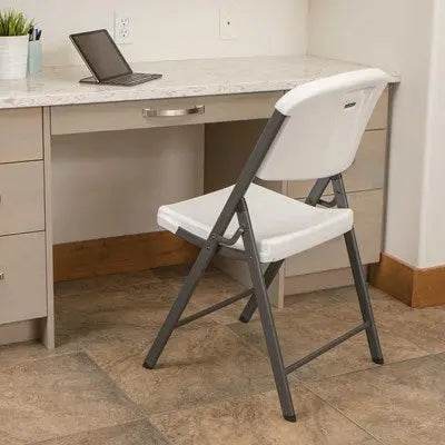 Commercial Grade Lifetime - Ergonomic Folding Chair - White w/ Gray Frame (FOR RENTAL ONLY) - Party Expo
