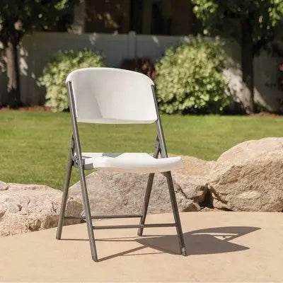 Commercial Grade Lifetime - Ergonomic Folding Chair - White w/ Gray Frame (FOR RENTAL ONLY) - Party Expo