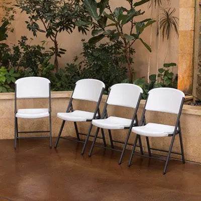 Commercial Grade Lifetime - Ergonomic Folding Chair - White w/ Gray Frame (FOR RENTAL ONLY) - Party Expo