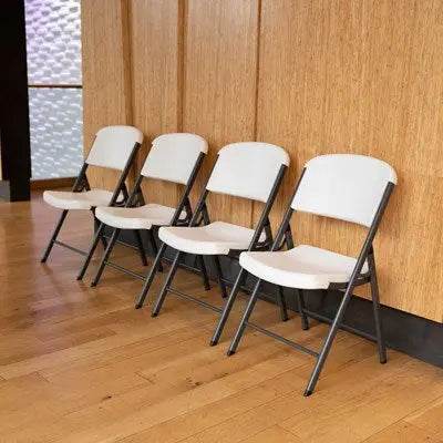 Commercial Grade Lifetime - Ergonomic Folding Chair - White w/ Gray Frame (FOR RENTAL ONLY) - Party Expo