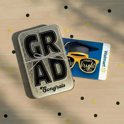 Congrats Grad Tin Gift Card Holder, Black and Gold Party Expo  