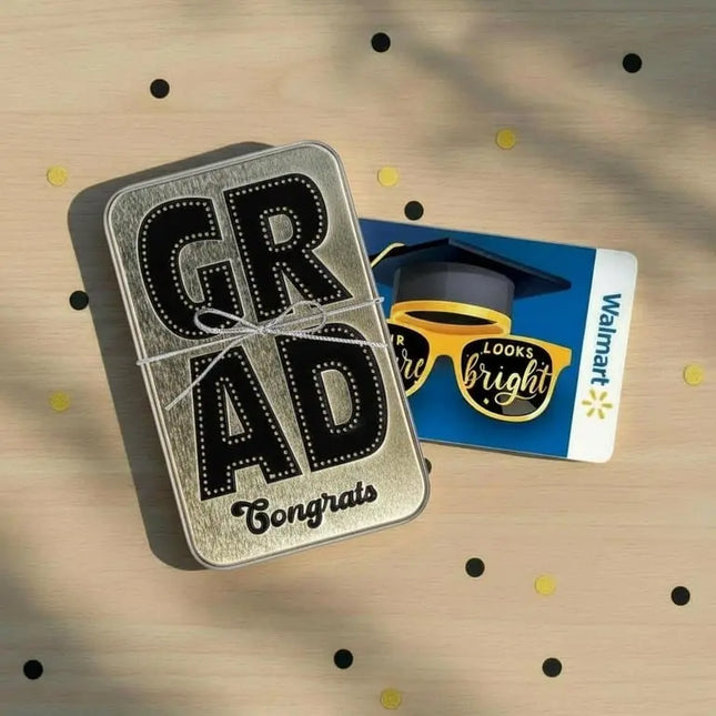 Congrats Grad Tin Gift Card Holder, Black and Gold Party Expo  