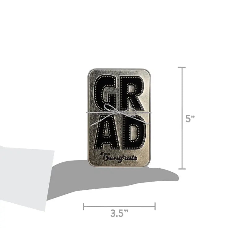 Congrats Grad Tin Gift Card Holder, Black and Gold