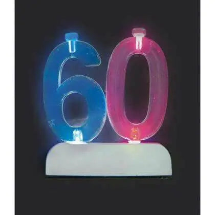 Flashing 60th Birthday Candle Holder with Candles (1ct) - Party Expo
