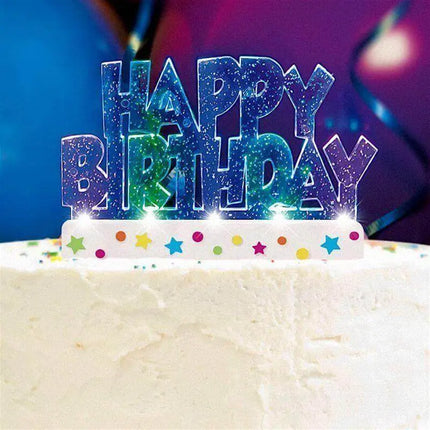 Flashing Happy Birthday Cake Topper (1ct) - Party Expo