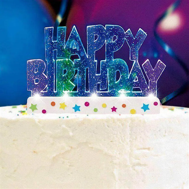 Flashing Happy Birthday Cake Topper (1ct) - Party Expo