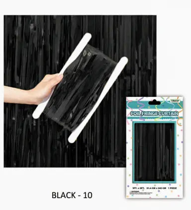Foil Black Fringe Curtain - 3ft X 8ft Party Expo  