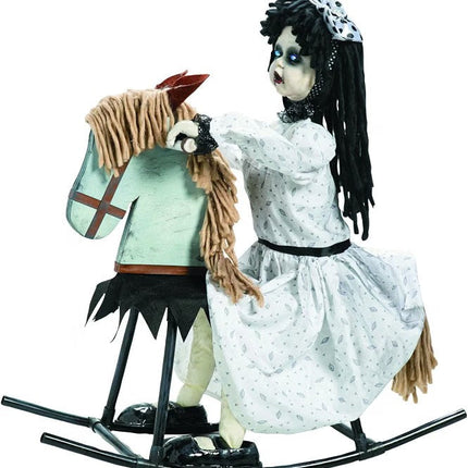 Girl on Wooden Rocking Horse Halloween Decoration - 2 ft Party Expo  