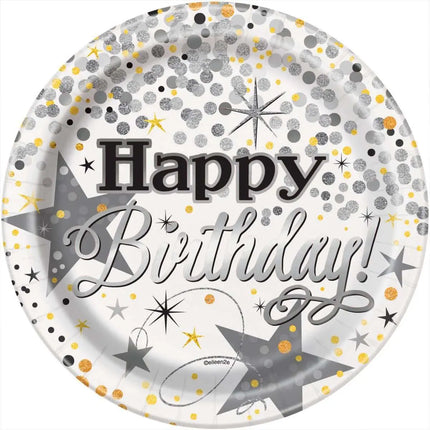 Glittering Birthday - 7" Silver Dessert Plates (8ct) Party Expo  