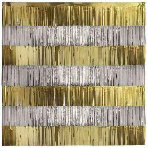 Gold & Silver Foil Fringe Garland Photo Backdrop Kit (5ct) Party Expo  