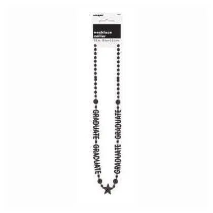 Graduation Black Bead Necklace - Black - Party Expo