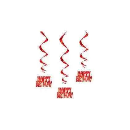 Happy Birthday Red Hanging Swirl Decorations (3ct) Party Expo  